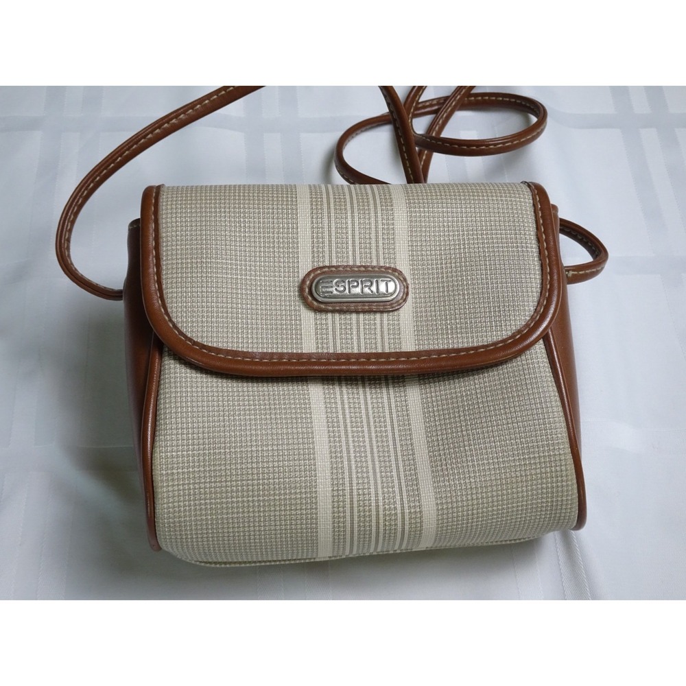 Vintage Esprit Purse. Small, Crossbody. Brown, tan, ivory